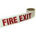 Floor Marking Tape, vinyl, Fire Exit, Red, White, 3 in W., 10 mil Thickness