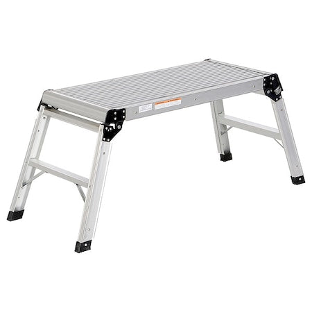 Aluminum Folding Step Platform, 19.4375 Overall Height, Aluminum, Silver
