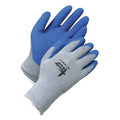 Coated Gloves, Latex, Rough, Palm, Not Rated Abrasion Level, Blue/Gray, XS (6) 1 PR