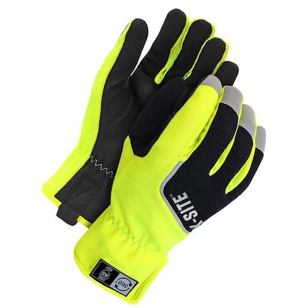 X-Site Mechanics Gloves, Polyester Palm, Spandex Back, S, Black/Yellow