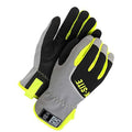 X-Site 20-9-10360 Mechanics Gloves, Polyester Palm, Microfiber Back, S, Black/Gray/Yellow