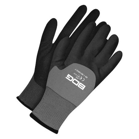 Seamless 15 ga Coated Gloves, Foam Nitrile, Textured, 3/4 Dip, Not Rated Abrasion Level, Black/Gray