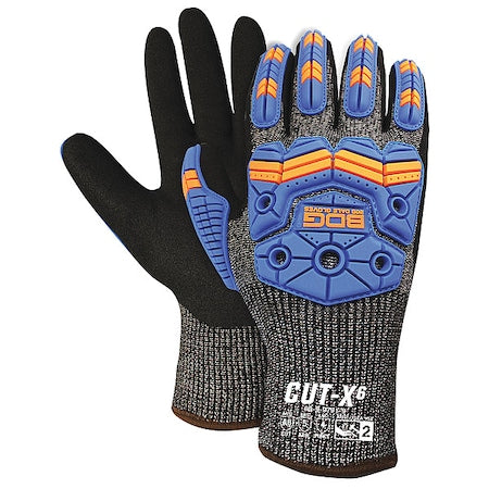 Cut-Resistant Impact Gloves, Cut Level A6 , Dipped , Nitrile , Sandy , L 1 PR