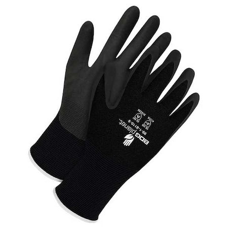 Coated Gloves, NBR, Textured, Palm, Black, 3XL (12) 1 PR