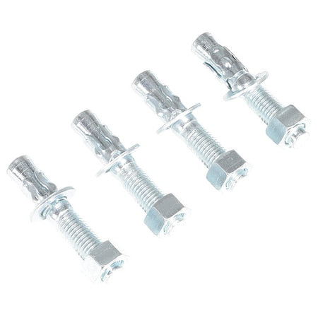 Wedge Anchor, 3/4" Dia., 4-1/4" L, Steel Zinc Plated, 4 PK