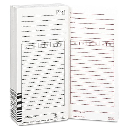 Payroll Card for Time Clock ES1000,PK100