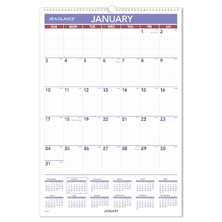 Erasable Wall Calendar, 15.5 x 22.75, White Sheets, 12-Month (Jan to Dec): 2025