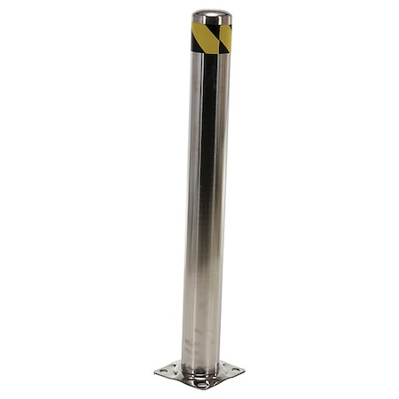 Bollard, 4-1/2", 36 In. H, Silver