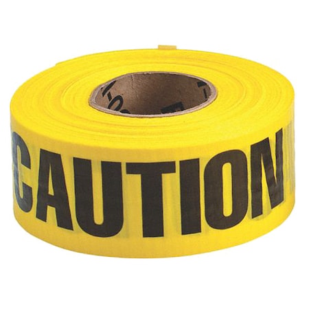Barricade Tape, Caution/Cuidado, Yellow, 3 in Wide x 500 ft Length, Polyethylene, 3 mil