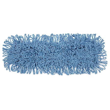 24 in L Looped-End Dust Mop, Blue, Cotton/Synthetic