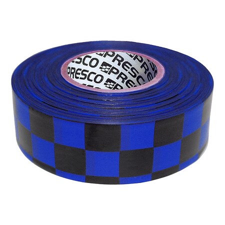Flagging Tape, No Legend, Black/Blue, 1 3/16 in Wide x 300 ft Length, Vinyl, 2 mil