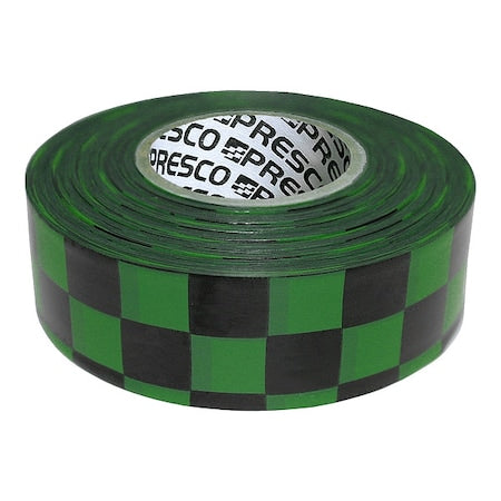 Flagging Tape, No Legend, Black/Green, 1 3/16 in Wide x 300 ft Length, Vinyl, 2 mil