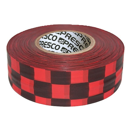 Flagging Tape, No Legend, Black/Red, 1 3/16 in Wide x 300 ft Length, Vinyl, 2 mil