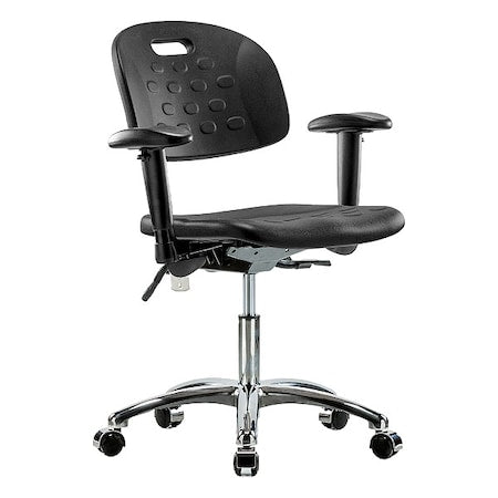 ESD Task Chair, Adjustable Arms, 17-3/4" to 23" Height, Black