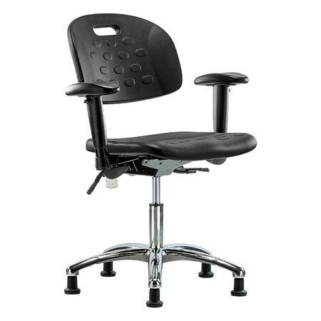 ESD Task Chair, Adjustable Arms, 17-3/4" to 23" Height, Black