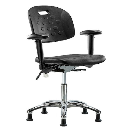 ESD Task Chair, Adjustable Arms, 17-3/4" to 23" Height, Black