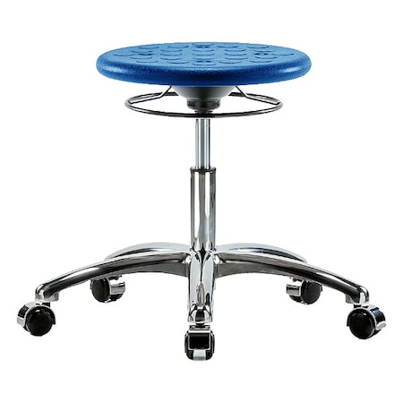 Stool, Polyurethane, Blue, 16 1/4 in to 21 1/2 in Seat Height