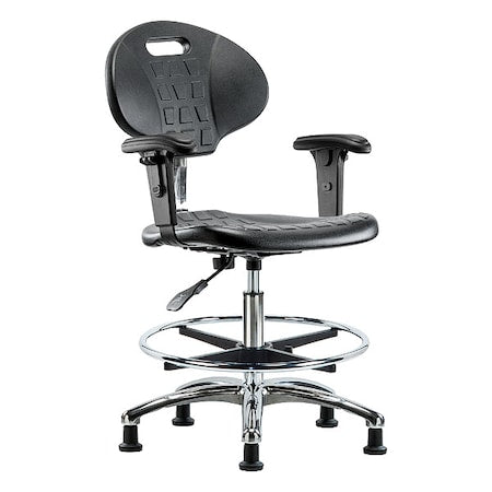 ESD Task Chair, Adjustable Arms, 19-1/2" to 27" Height, Black