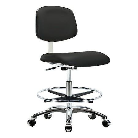 Clean Room Chair Ergonomic Chair, 21-1/2" to 29" Height, Vinyl, Black