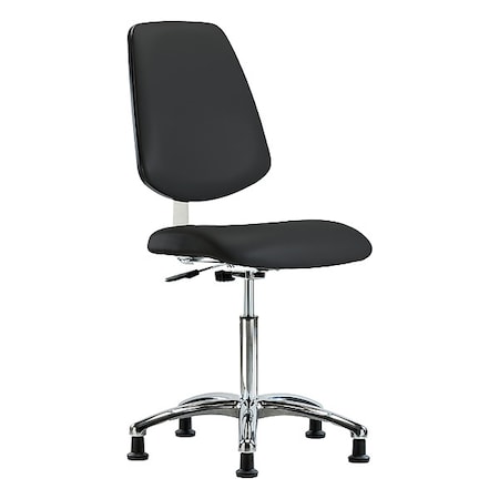Cleanroom Task Chair, Vinyl (Antibacterial), Black, 21-1/2 in to 29 in Seat Height