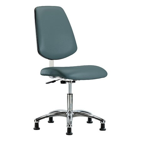 Cleanroom Chair, Vinyl (Antibacterial), Blue, 18-1/2 in to 23-3/4 in Seat Height