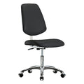 Cleanroom Chair, Vinyl (Antibacterial), Black, 18-1/2 in to 23-3/4 in Seat Height, Rolling