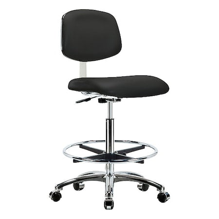 Clean Room Chair Ergonomic Chair, 25-3/4" to 35-1/2" Height, Vinyl, Black