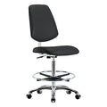 Cleanroom Task Chair, Vinyl (Antibacterial), Black, 25-3/4 in to 35-1/2 in Seat Height, Rolling
