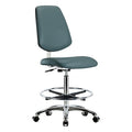 Cleanroom Task Chair, Vinyl (Antibacterial), Blue, 25-3/4 in to 35-1/2 in Seat Height, Rolling