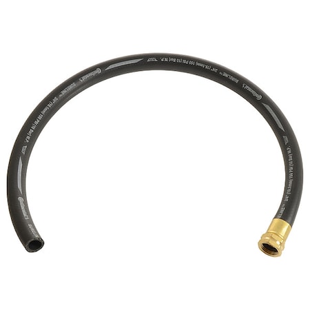 1/2 in ID x 3 ft L Service Sink Hose, EPDM Tube, Black, Brass Fitting