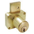 Removable Core Plug Cabinet and Drawer Dead Bolt Locks, Satin Brass, 7/8" For Door Thickness