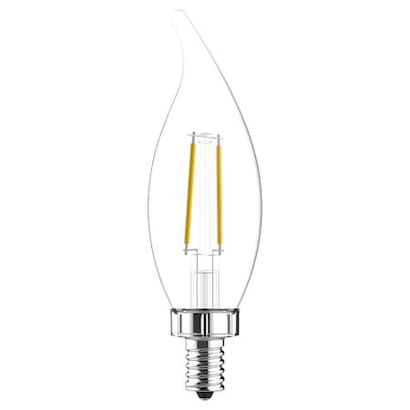 2.5 W, LED Bulb Decorative, White, CA11, 2700K Temp. Clear Finish, Dimmable, PK2