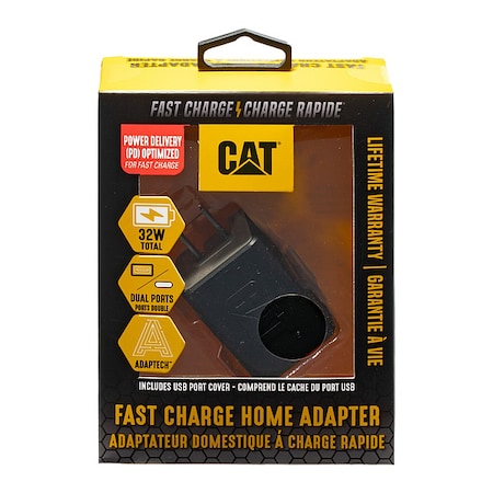 USB Charger, Black, Gray, 6.4 A, Type C