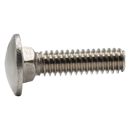 Carriage Bolt, Square Neck, #10-24, 1/2 in L, Stainless Steel, Not Graded, Plain, 50 PK