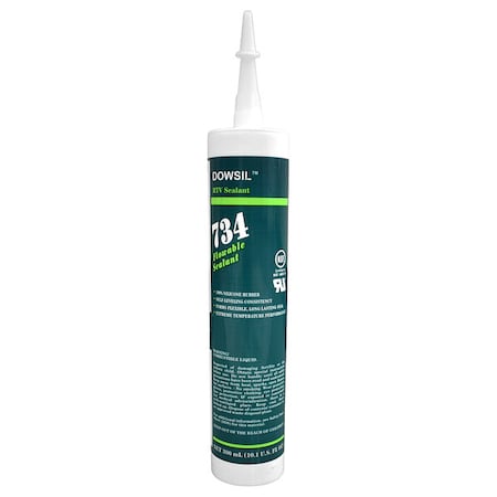 Silicone Sealant, 10 oz, Cartridge, White, Silicone Base, 734