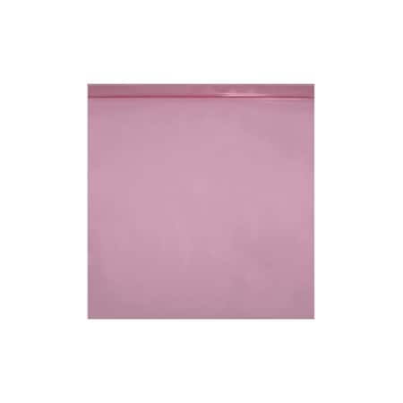 Reclosable Bag, Zip Seal, 15 in L, 12 in W, 6 mil Thick, Low Density Polyethylene (LDPE), Pink