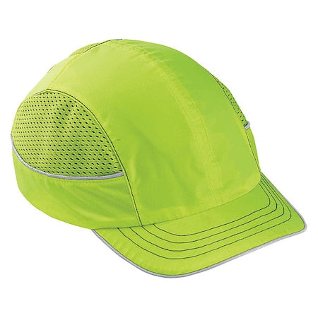 Bump Cap, Short Brim Baseball, ABS, Hook-and-Loop Suspension, Hi-Visibility Lime