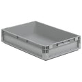 Solid & Stackable Straight Wall Storage Container, 2.9 gal, 16 in L x 12 in W x 5 in H, Gray