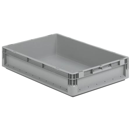 Solid & Stackable Straight Wall Storage Container, 2.9 gal, 16 in L x 12 in W x 5 in H, Gray