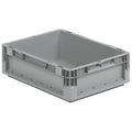 Solid & Stackable Straight Wall Storage Container, 5.4 gal, 16 in L x 12 in W x 9 in H, Gray