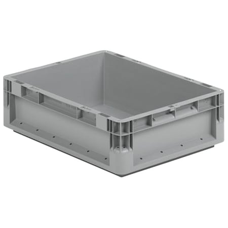 Solid & Stackable Straight Wall Storage Container, 5.4 gal, 16 in L x 12 in W x 9 in H, Gray