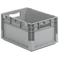 Solid & Stackable Straight Wall Storage Container, 11.5 gal, 24 in L x 16 in W x 9 in H, Gray