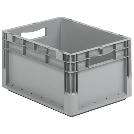 Solid & Stackable Straight Wall Storage Container, 11.5 gal, 24 in L x 16 in W x 9 in H, Gray