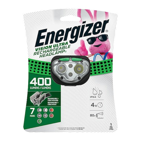 Rechargable Headlamp, Plastic, Black, 400lm