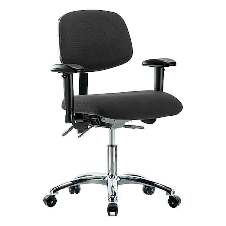 Ergonomic Chair, Adjustable Arms, 19" to 24" Height, Black