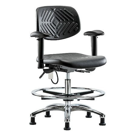 ESD Task Chair, Adjustable Arms, 20-1/2" to 28" Height, Black