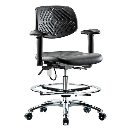 ESD Task Chair, Adjustable Arms, 20-1/2" to 28" Height, Black
