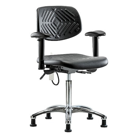 ESD Task Chair, Adjustable Arms, 20-1/2" to 28" Height, Black