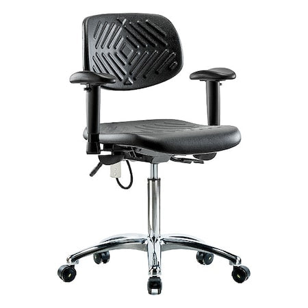 Ergonomic Chair, Adjustable Arms, 20-1/2" to 28" Height, Blue