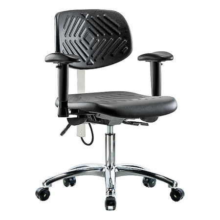 Ergonomic Chair, Adjustable Arms, 17-1/2" to 22-3/4" Height, Black